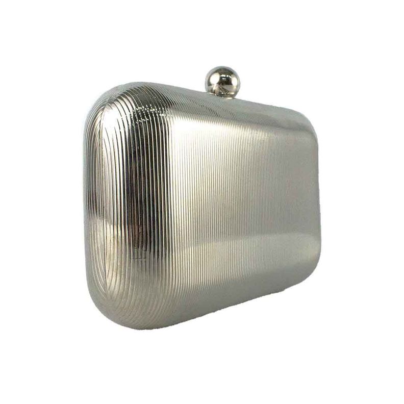 Cartera Metalizada de Noche Rigida 867 Mujer Plateado Mailea-1