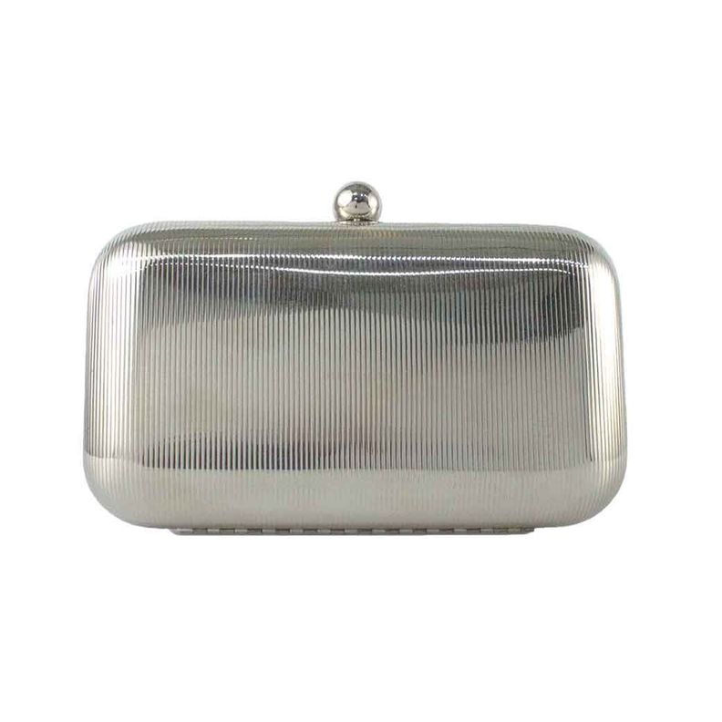 Cartera Metalizada de Noche Rigida 867 Mujer Plateado Mailea-2