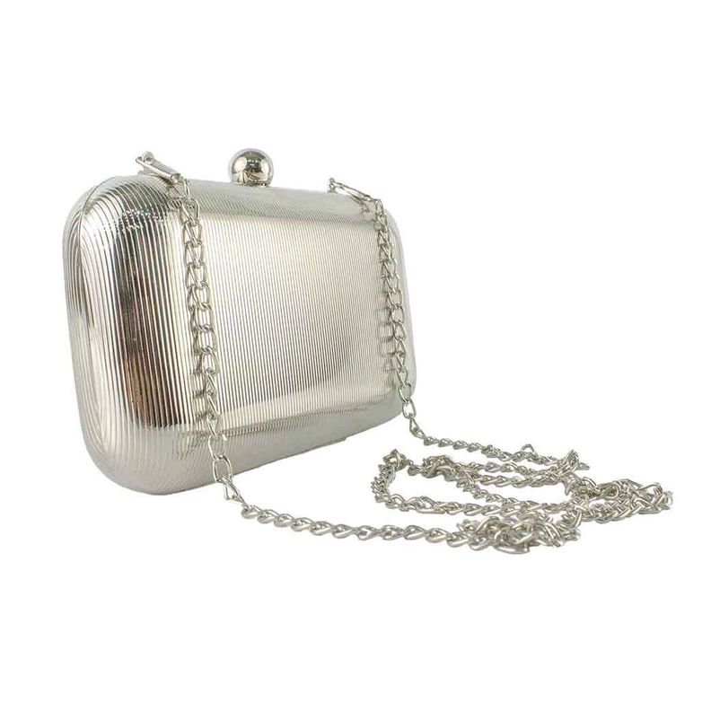Cartera Metalizada de Noche Rigida 867 Mujer Plateado Mailea-3
