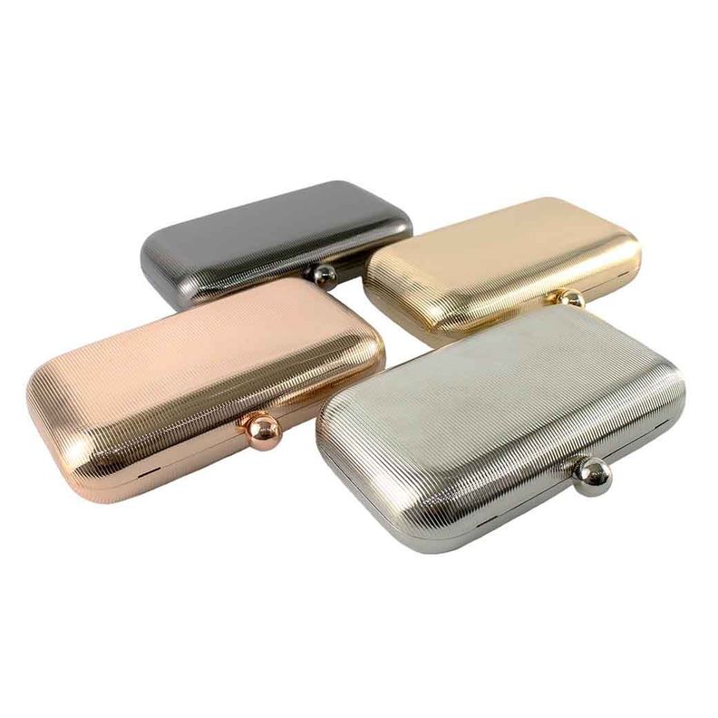 Cartera Metalizada de Noche Rigida 867 Mujer Plateado Mailea-5