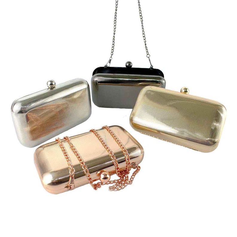 Cartera Metalizada de Noche Rigida 867 Mujer Plateado Mailea-6