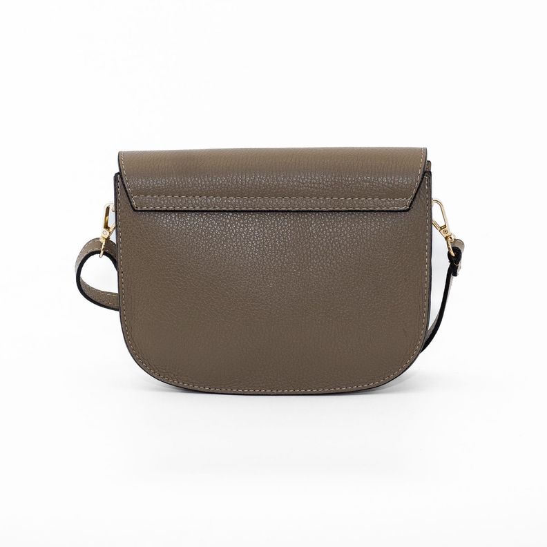 Cartera Cuero con Círculo Metálico Taupe-2