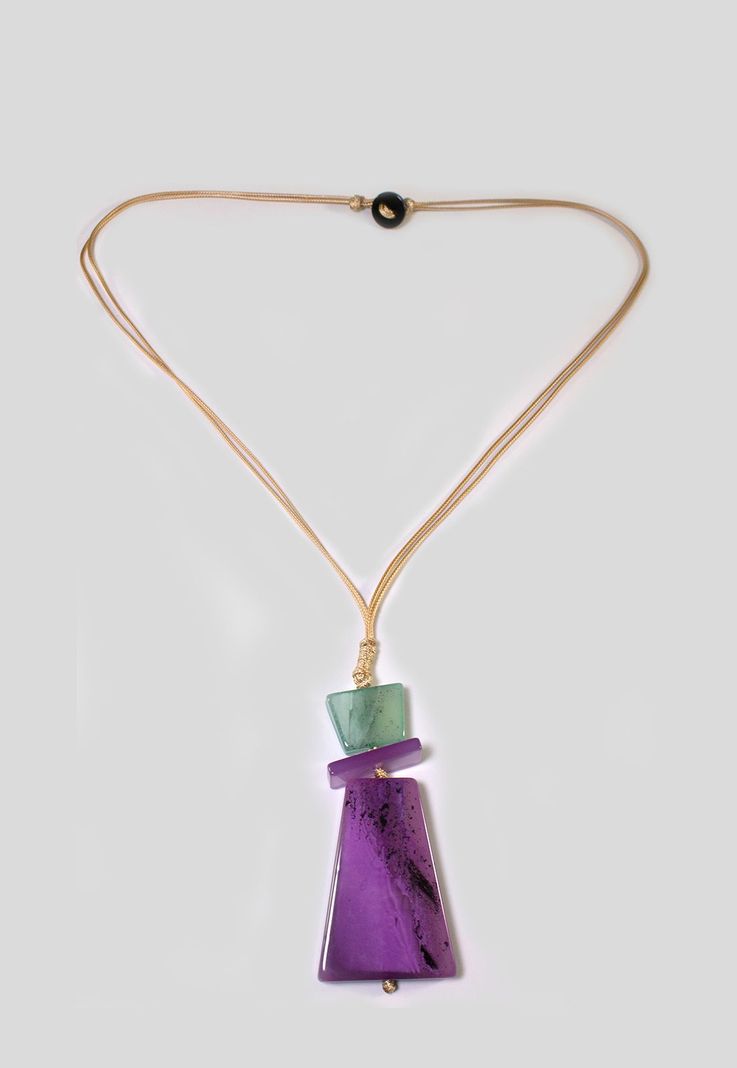 Collar Acrilico Trapecio Morado-0