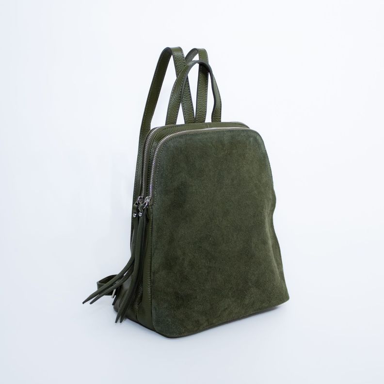 Mochila de cuero con detalles reno Verde-1