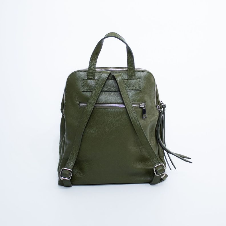 Mochila de cuero con detalles reno Verde-2
