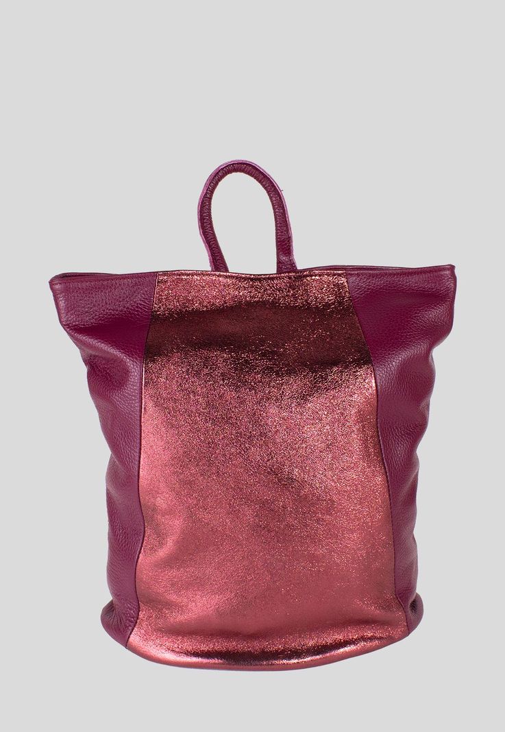 Mochila Cuero Bimaterial Burdeo-0
