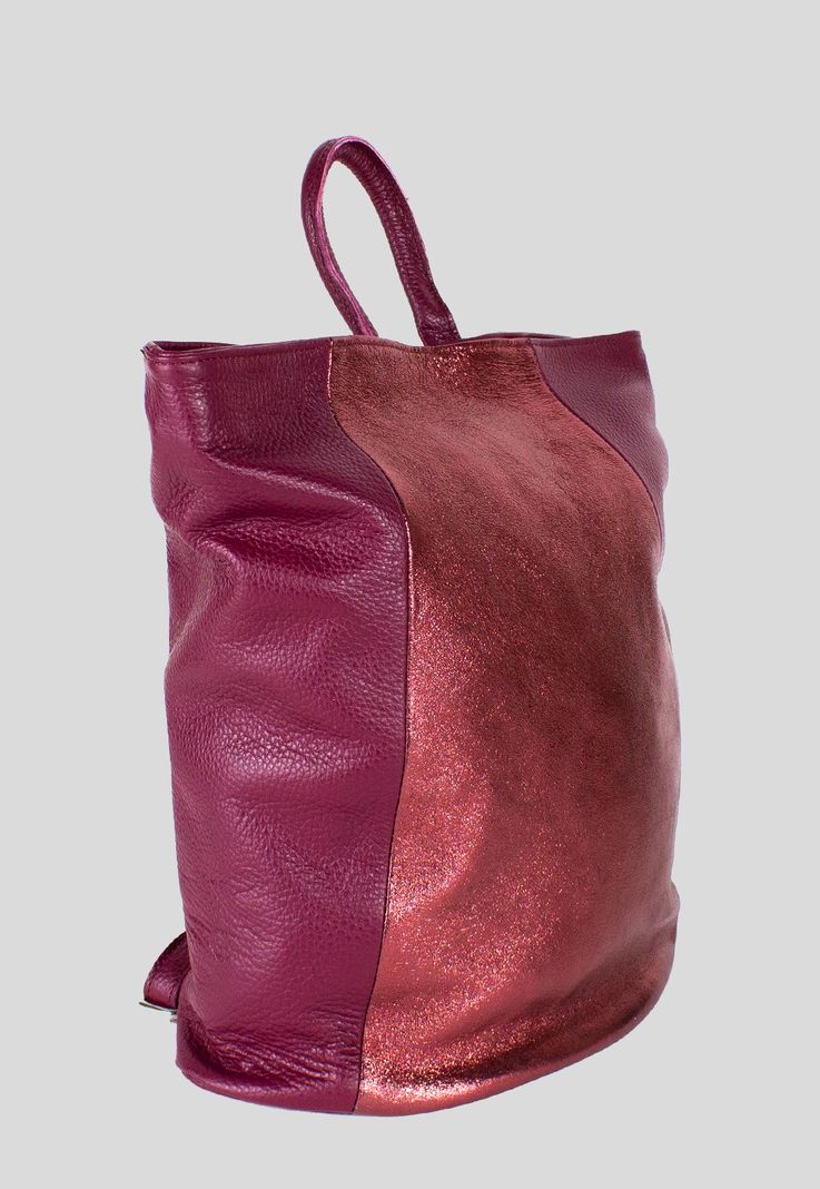 Mochila Cuero Bimaterial Burdeo-1