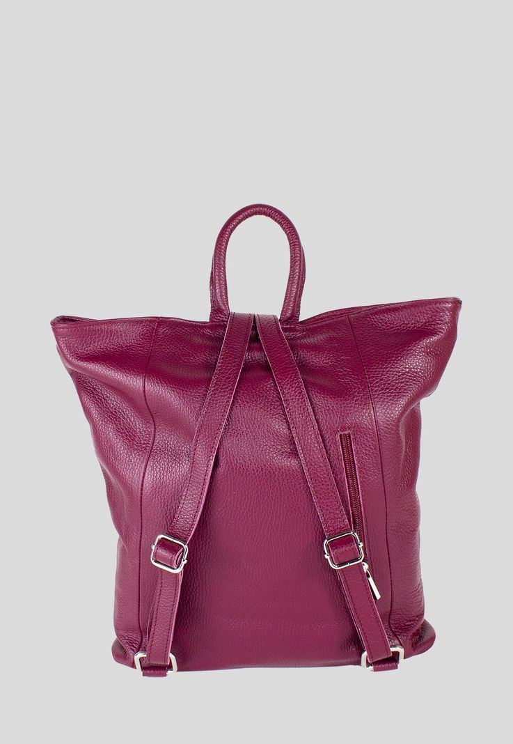 Mochila Cuero Bimaterial Burdeo-2