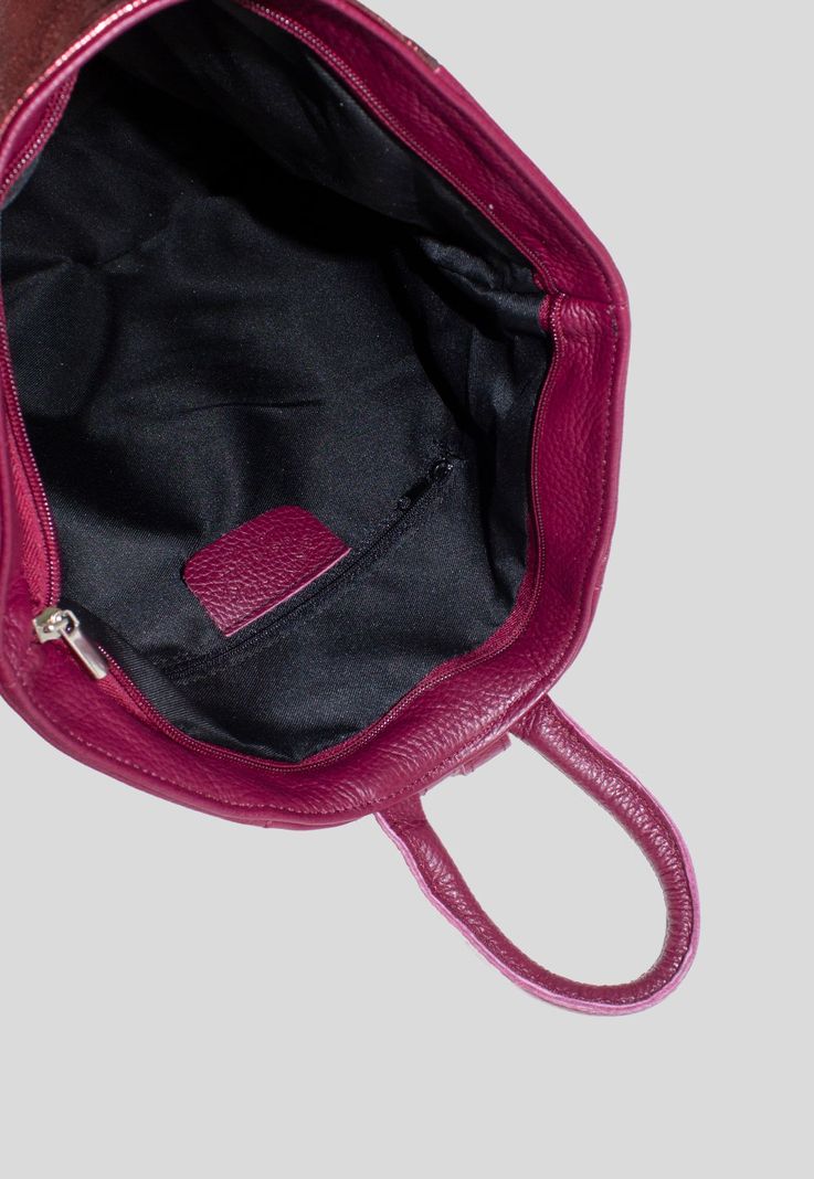 Mochila Cuero Bimaterial Burdeo-3