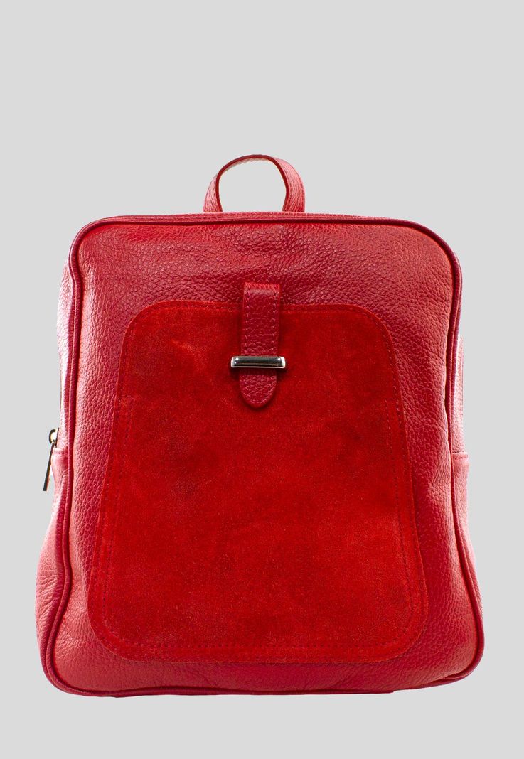 Mochila Cuero Bolsillo Reno Rojo-0