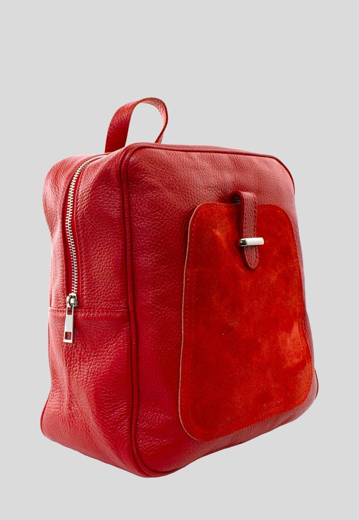 Mochila Cuero Bolsillo Reno Rojo-1