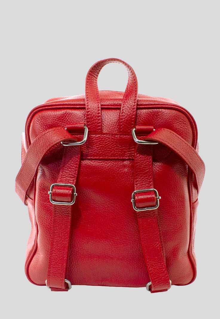Mochila Cuero Bolsillo Reno Rojo-2