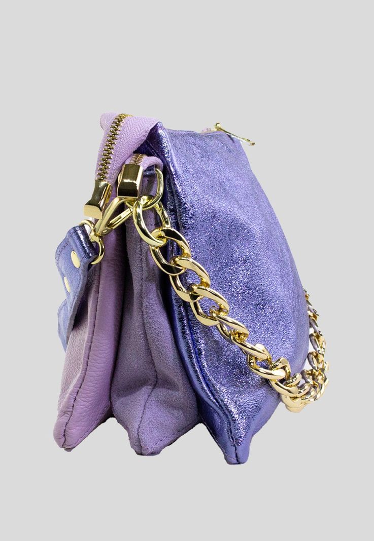 Cartera cuero 3 materiales Lila-1