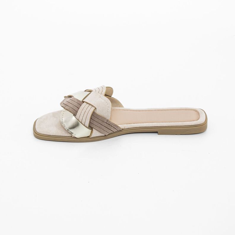 Sandalia Plana Olas Cruzadas Beige Mailea-2