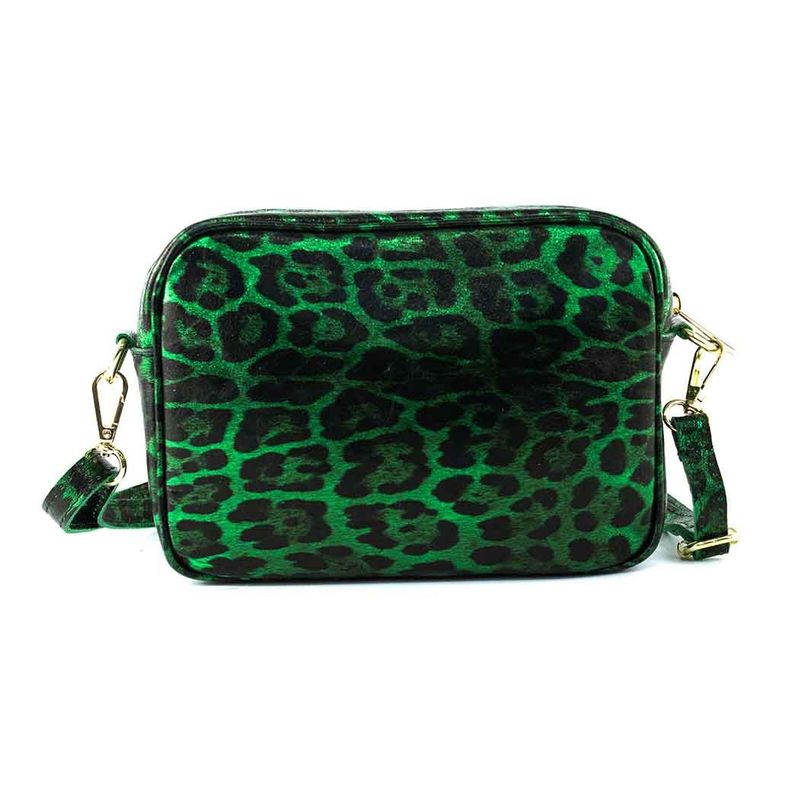 Cartera Cuero Brillo Cierre 591 Mujer Leopardo Verde Mailea-2