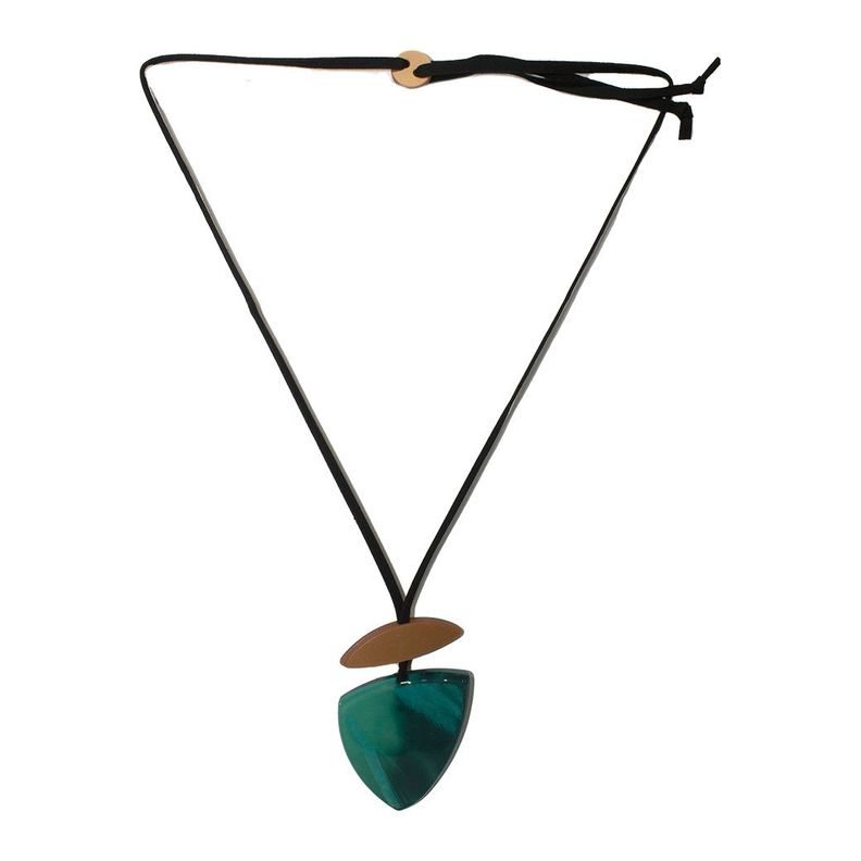 Collar acrilico triangular Petroleo