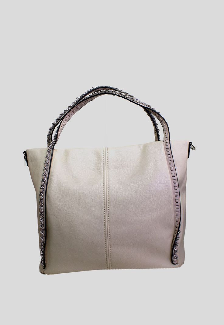 Cartera con full y cadena Beige-0