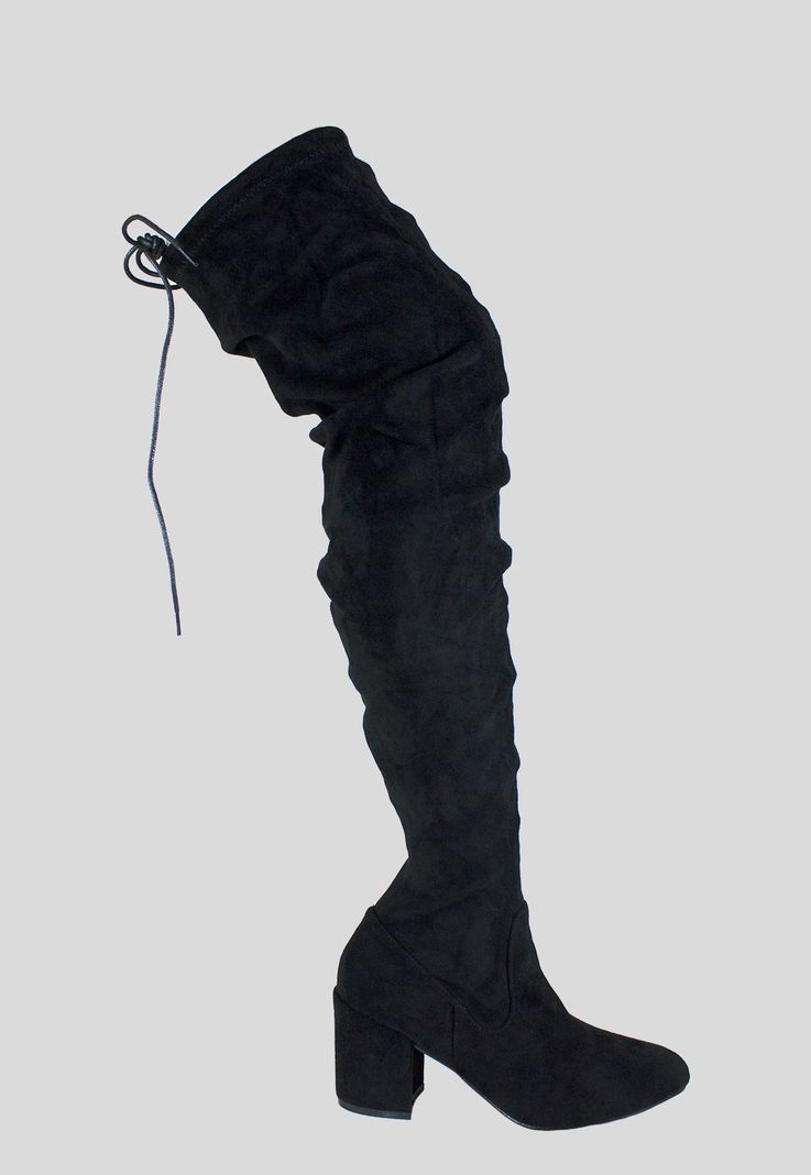 Bucanera Mujer Gamuza Extra Larga Negro-1
