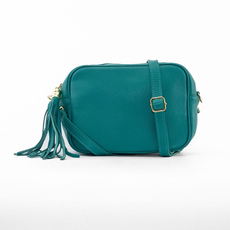Cartera Cuero Rectangular Lisa Verde-0