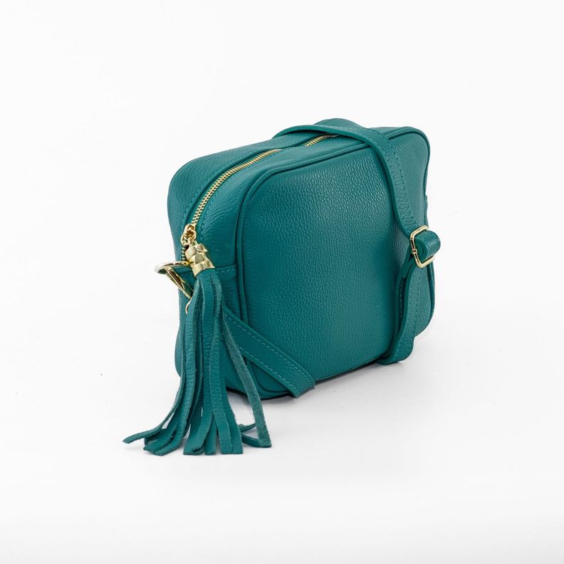 Cartera Cuero Rectangular Lisa Verde-1