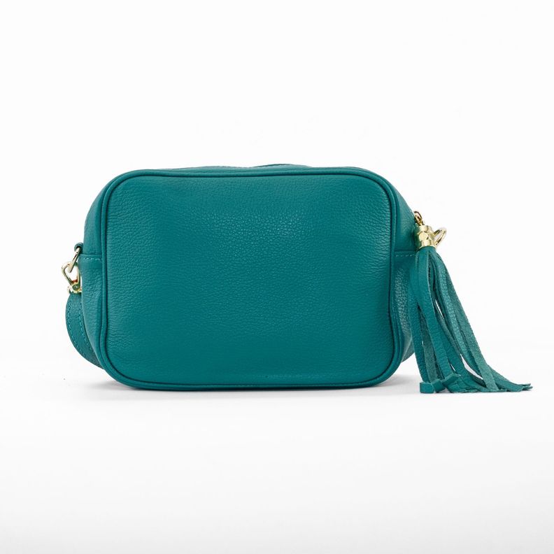 Cartera Cuero Rectangular Lisa Verde-2
