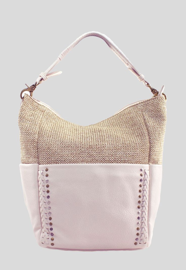 Cartera Rafia Base Remaches Beige-0