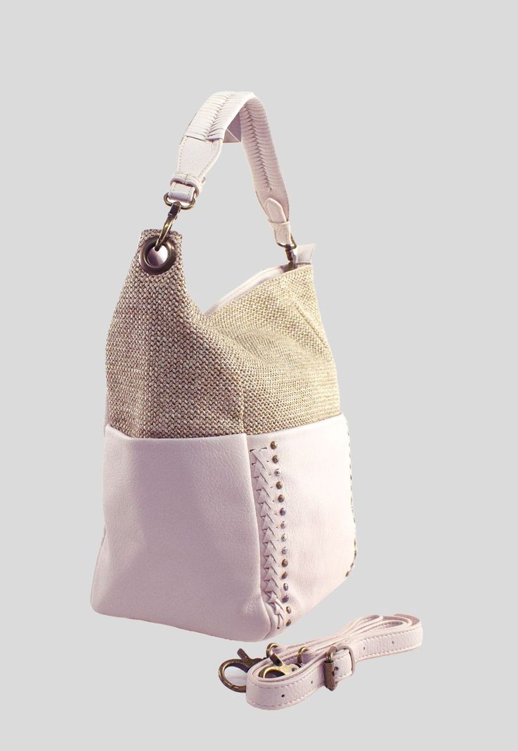 Cartera Rafia Base Remaches Beige-1