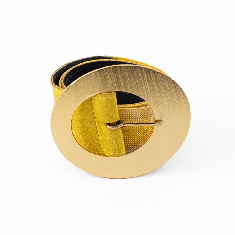 Cinturón Elastico Gamuza Hebilla Metal Mujer Amarillo Mailea-0