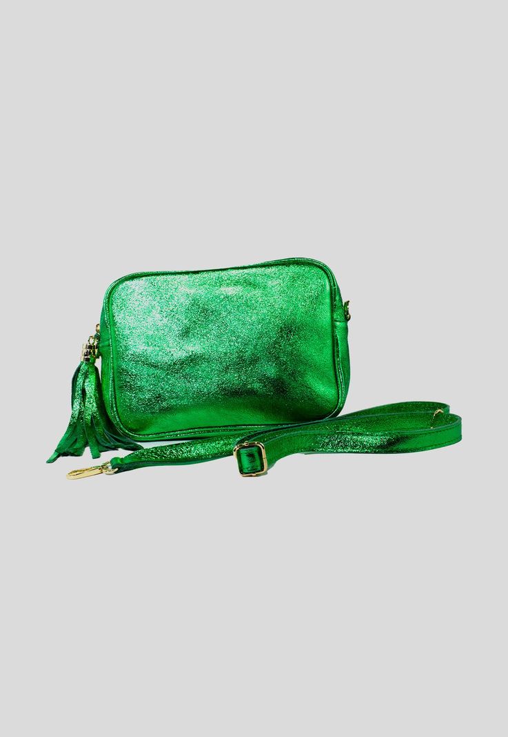 Cartera cuero rectangular brillo Verde-1