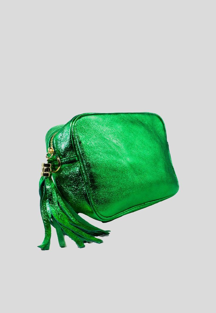 Cartera cuero rectangular brillo Verde-2
