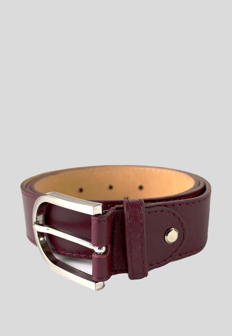Cinturon Cuero Hebilla Metal Burdeo-0