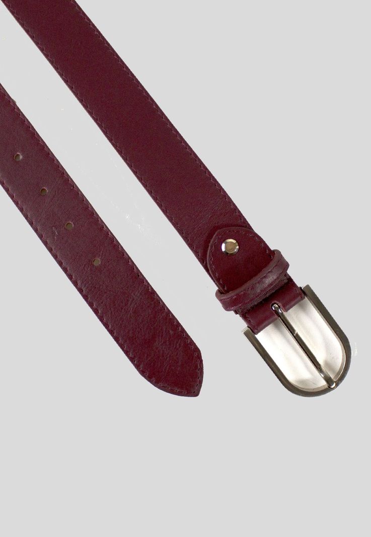 Cinturon Cuero Hebilla Metal Burdeo-1