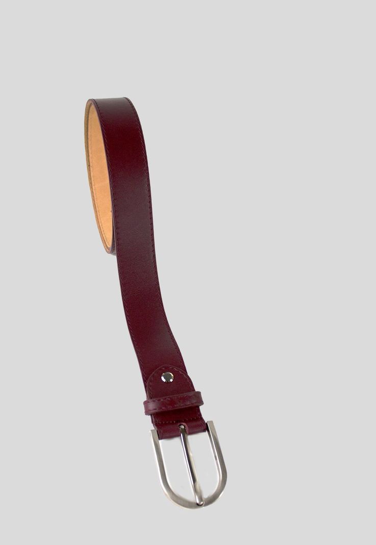 Cinturon Cuero Hebilla Metal Burdeo-2