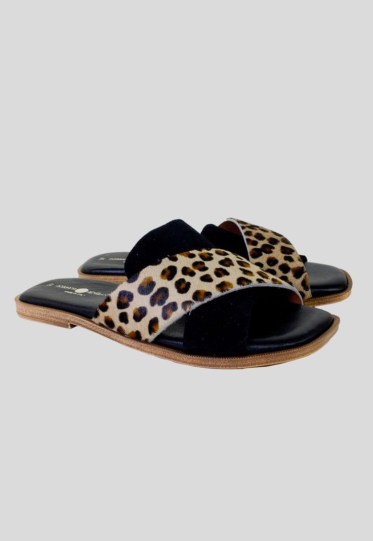 Sandalia plana bimaterial Leopardo-2