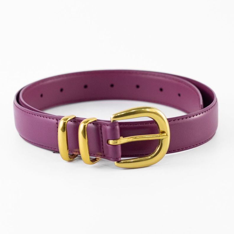 Cinturón Cuero Clásico Doble Pasador Mujer Fucsia Mailea-0