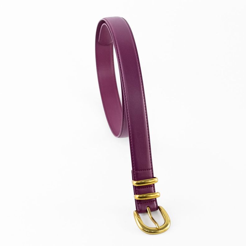 Cinturón Cuero Clásico Doble Pasador Mujer Fucsia Mailea-3