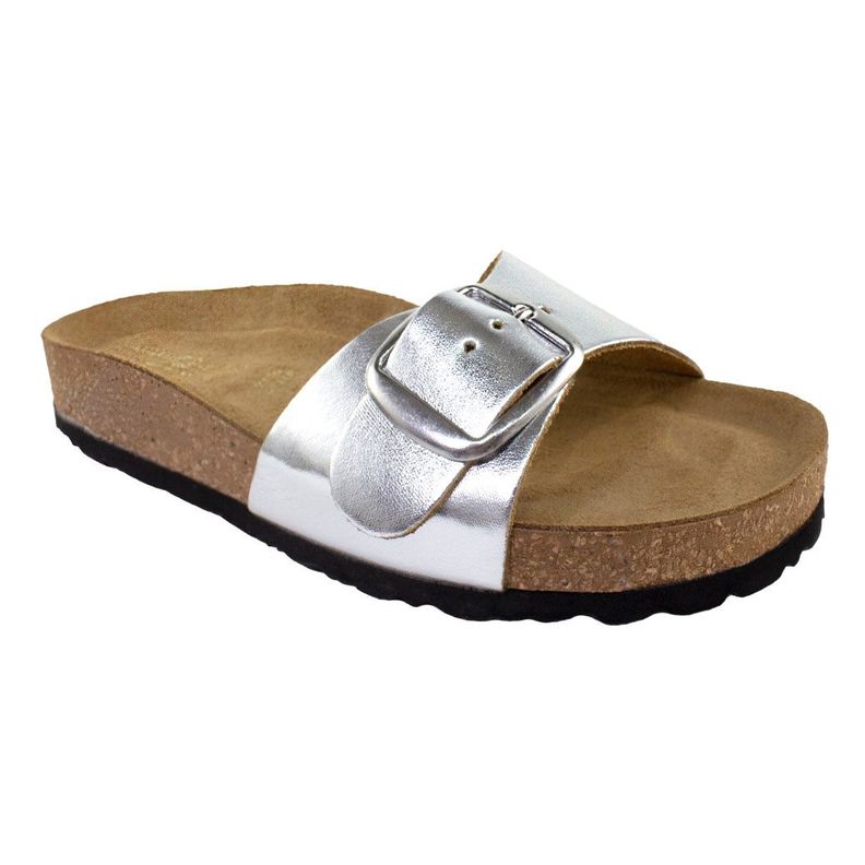 Sandalia Cuero Baja 1 Hebilla Plata