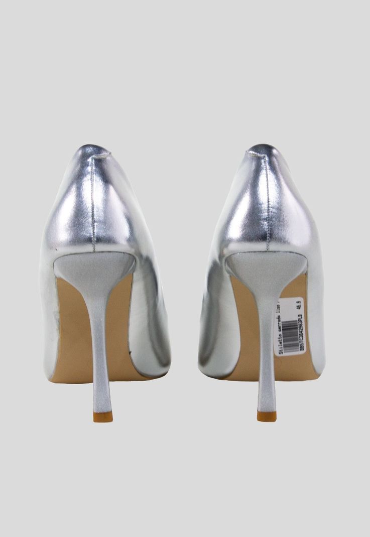 Stiletto cerrado liso Plata-3