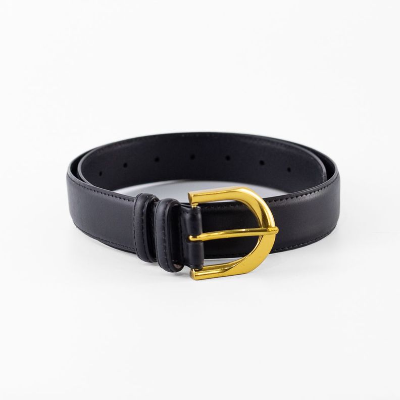 Cinturón Cuero Clásico Pasador Metal Mujer Negro Mailea-0