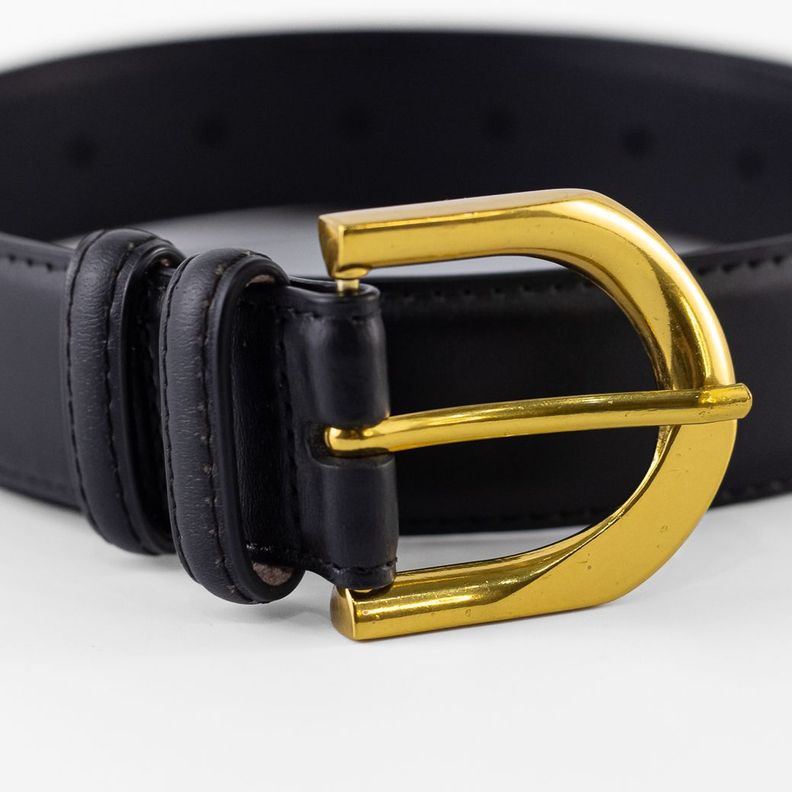 Cinturón Cuero Clásico Pasador Metal Mujer Negro Mailea-1