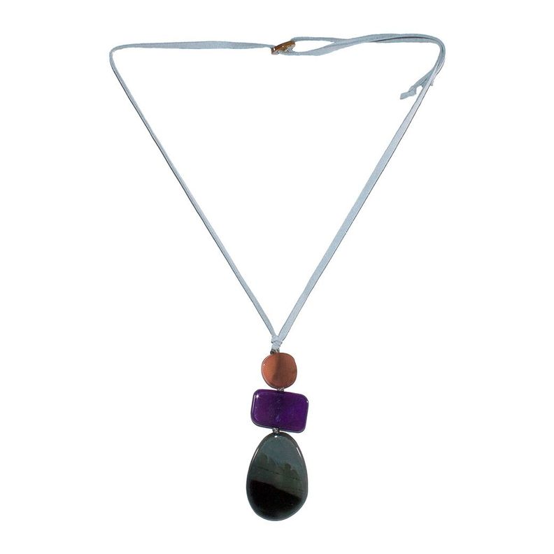 Collar Acrilico Gota C/ Rectangular Gris