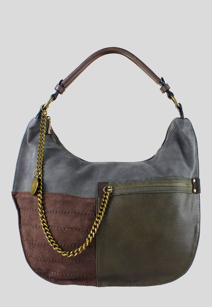 Cartera Patch Cadena Gris-0