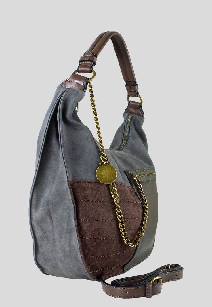 Cartera Patch Cadena Gris-1