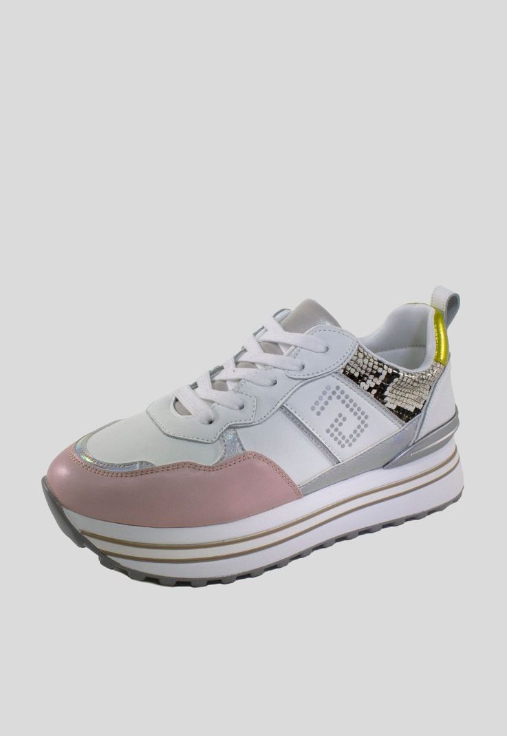 Zapatilla plataforma punta rosada Blanco-0