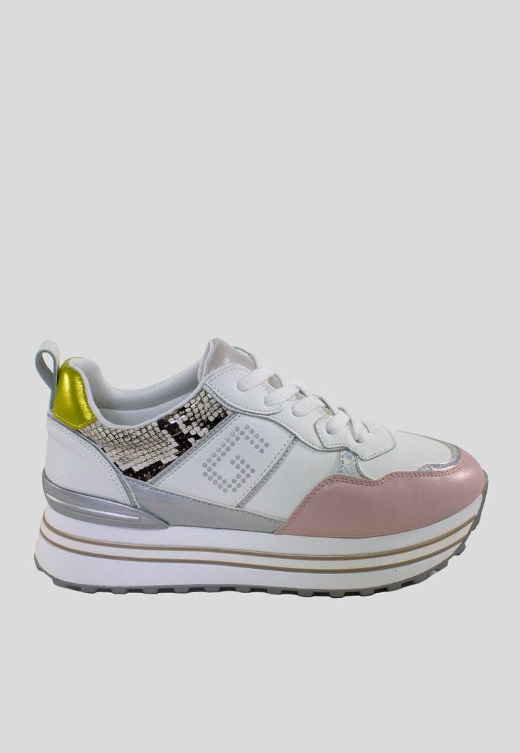 Zapatilla plataforma punta rosada Blanco-1