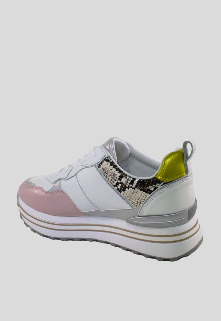 Zapatilla plataforma punta rosada Blanco-2