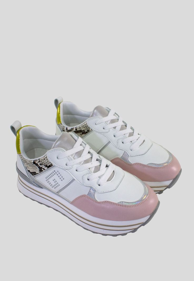 Zapatilla plataforma punta rosada Blanco-3