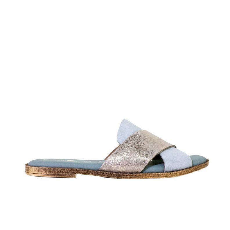 Sandalia reno plana cruz material Verde