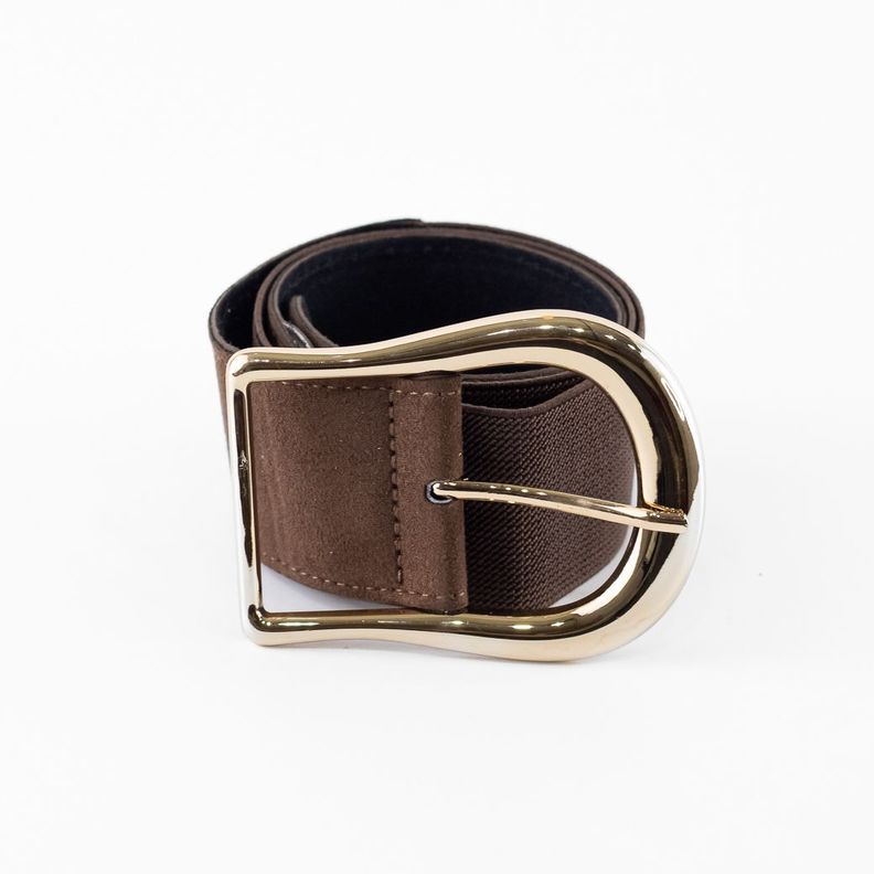 Cinturón Elastico Gamuza Hebilla Metal Mujer Café Mailea-0