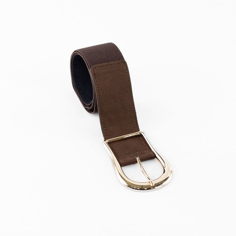 Cinturón Elastico Gamuza Hebilla Metal Mujer Café Mailea-2